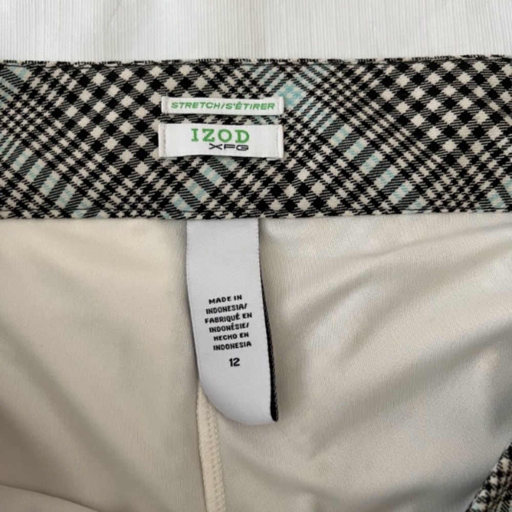 Izod XFG Black, White and Baby Blue Plaid Pleated Athletic Skorts - Picture 2 of 6